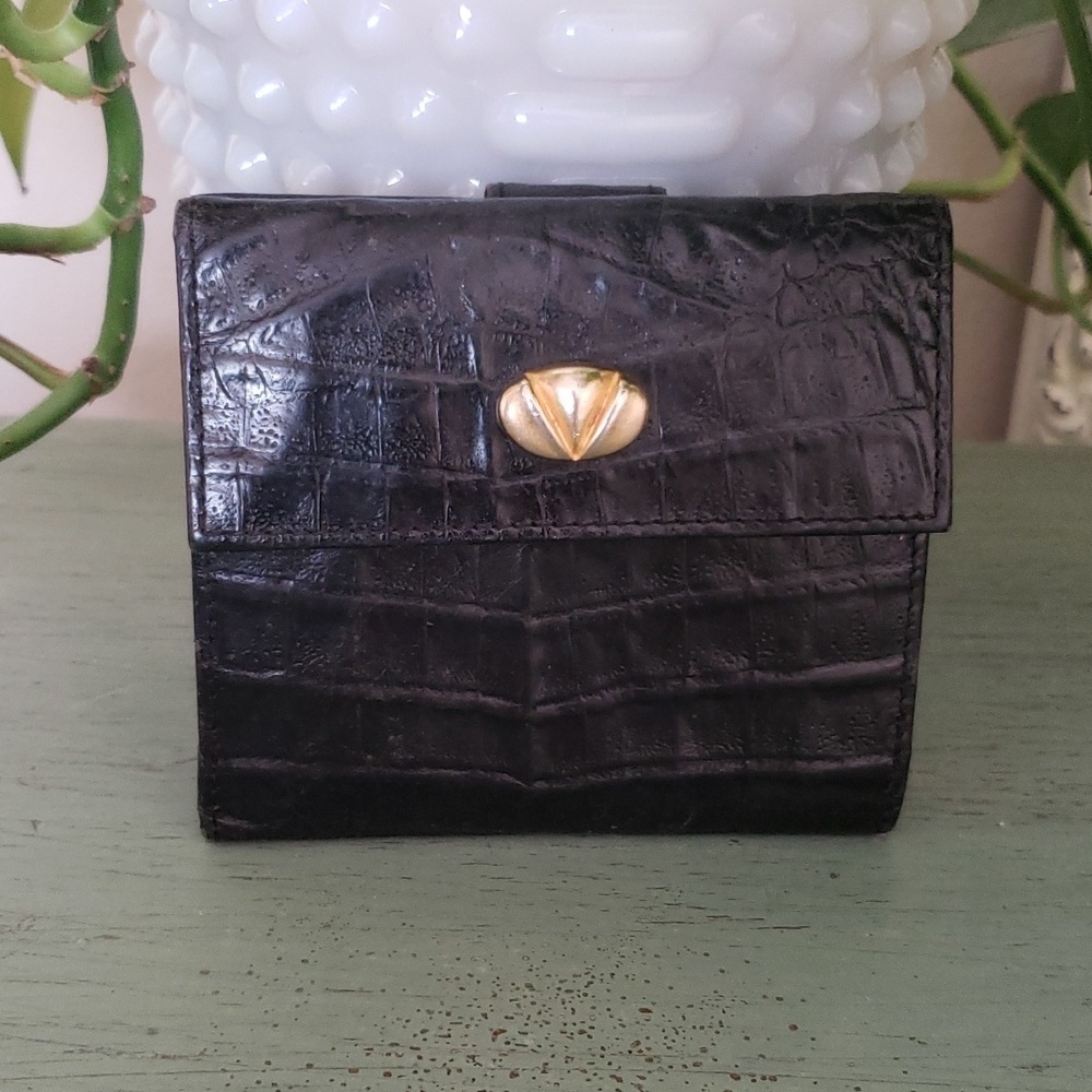 Vintage Valentino Embossed Leather Croc Wallet